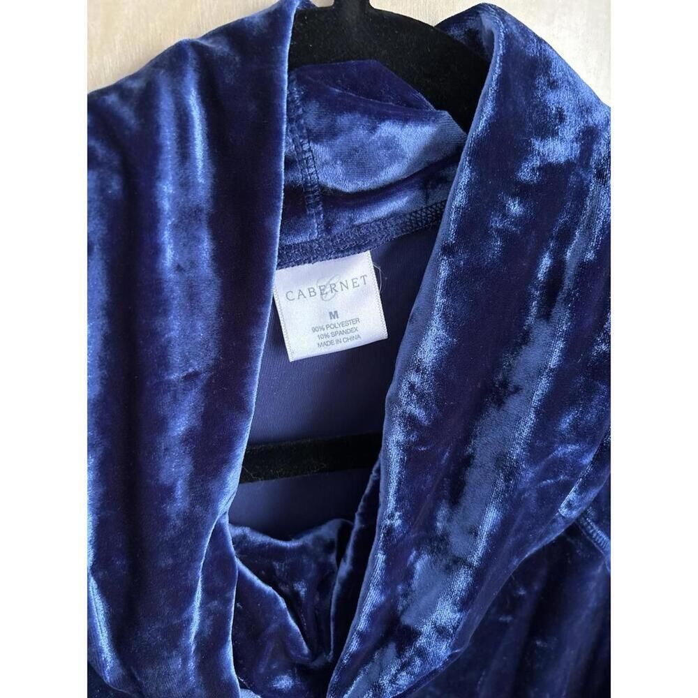 Cabernet Crushed Velvet Cowl Neck Oversized Top Ankle Pants Blue Medium M - Picture 3 of 9